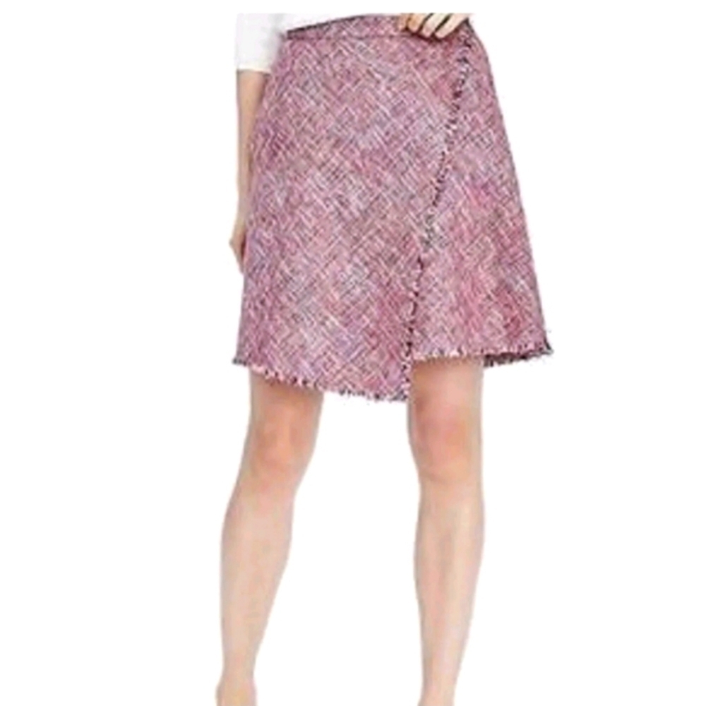 BANANA‎ Republic Pink Tweed Faux Wrap Skirt